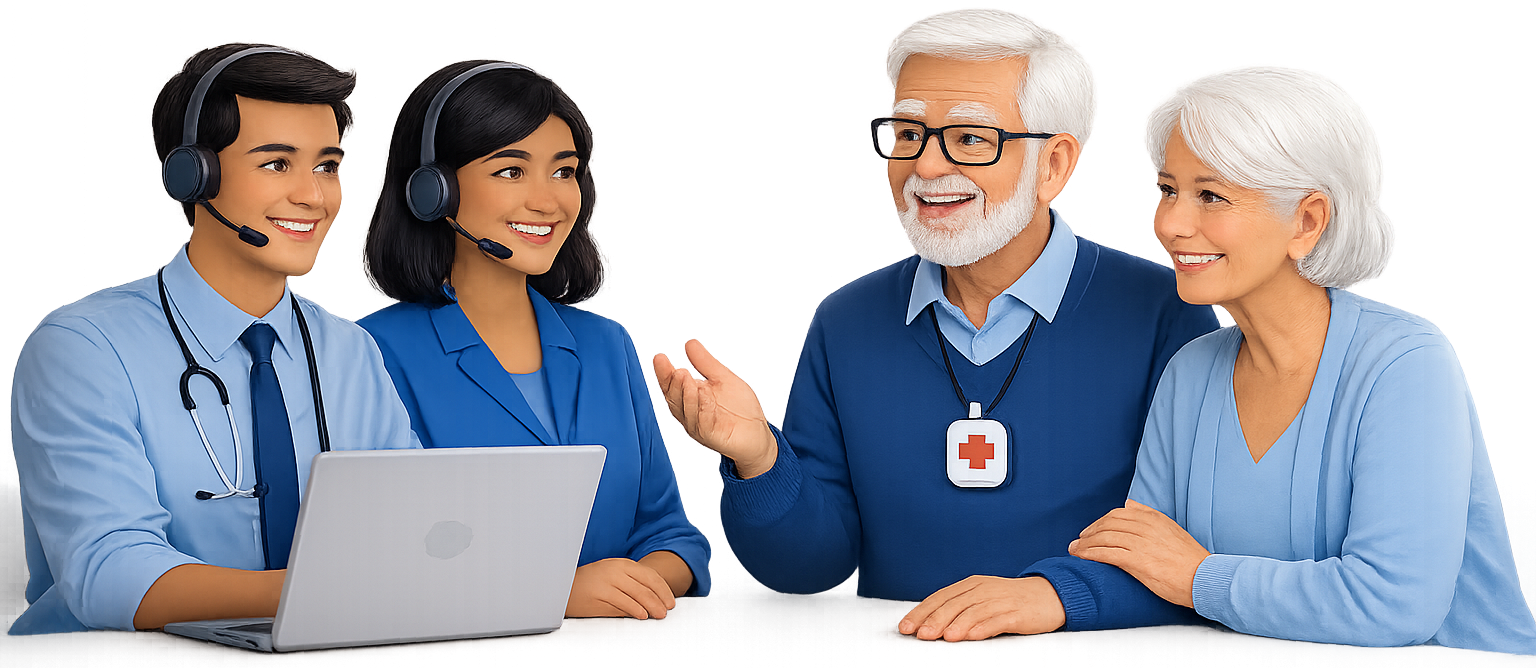 Medical professionals assisting customers